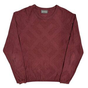 Emporio Armani Knit Sweater Crewneck Red Lightweight Cotton Large
